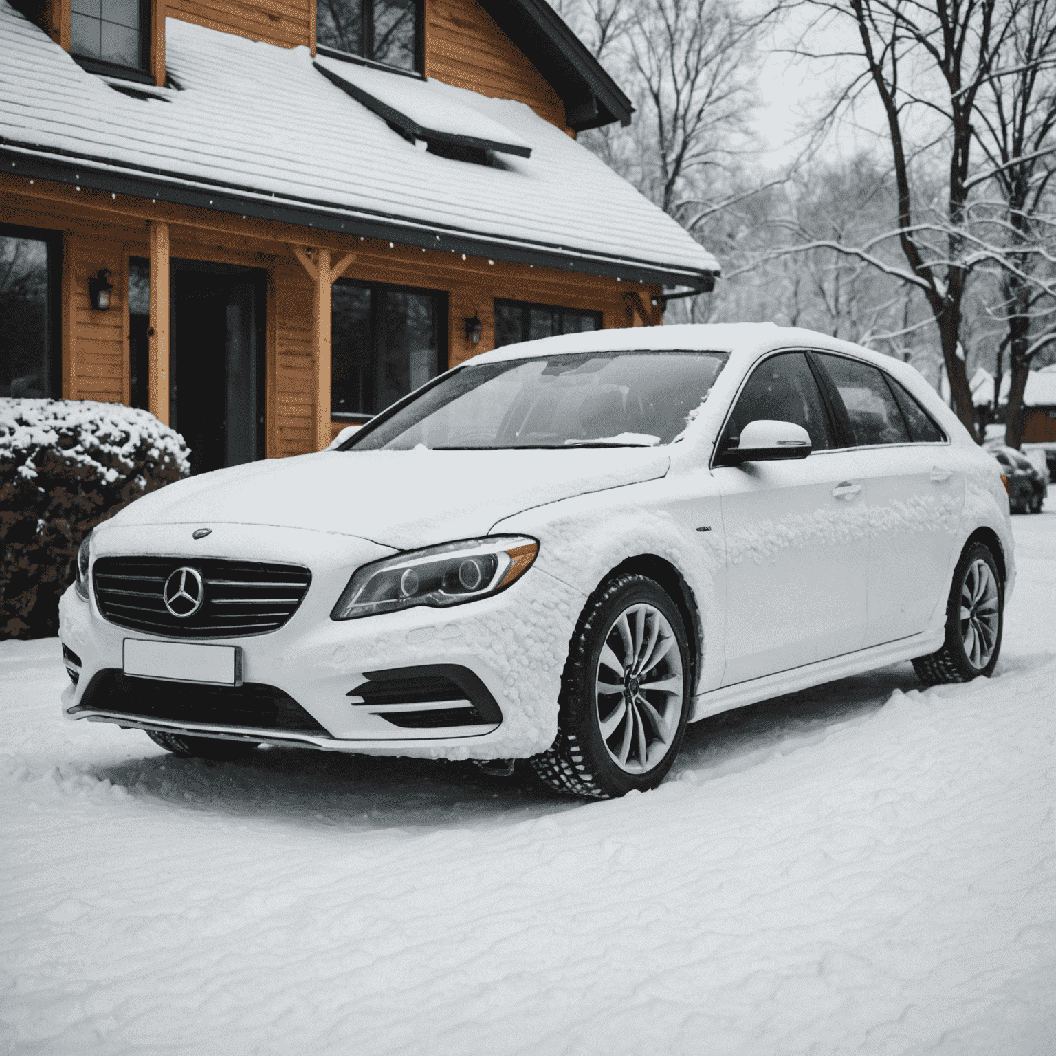 A car covered in thick, white snow foam during the pre-wash phase