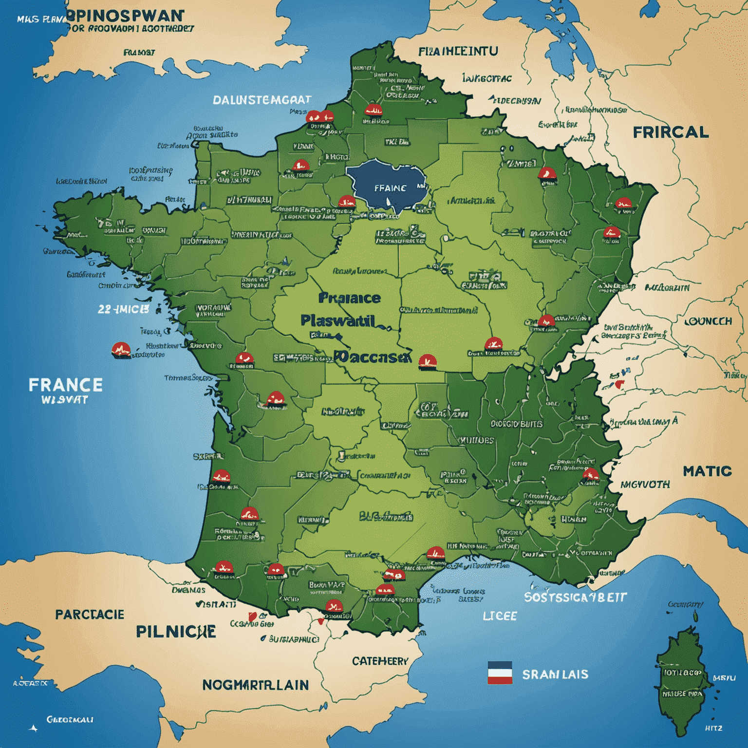 Map of France showing Plinoswat's multiple car wash locations across the country